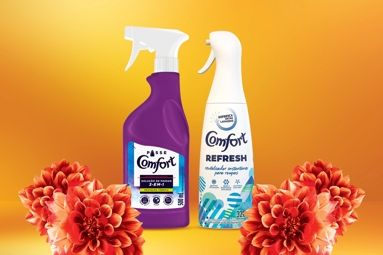 Spray Comfort para passar roupas ao lado do revitalizador instantâneo